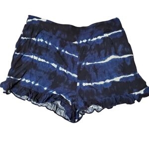 Xhilaration blue tie dye ruffle bottom shorts medium